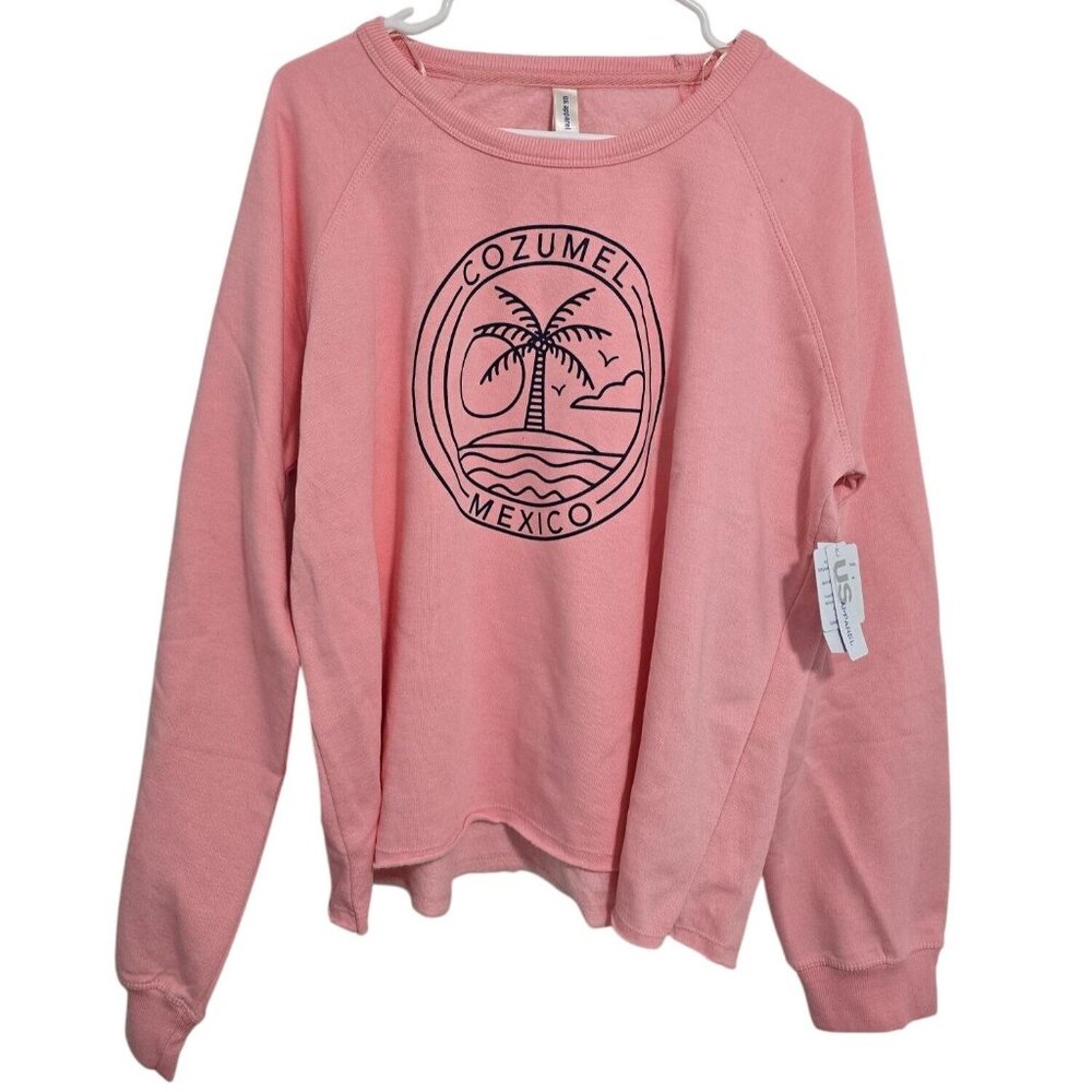 US APPAREL Woman's COZUMEL MEXICO Pull over‎ Sweatshirt In Pink Size Medium